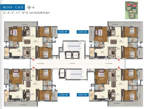  ananda-homes-the-ozone-heights Tower  C And D Cluster Plan from 3rd, 4th, 5th, 11th, 12th And 14tAh Floor