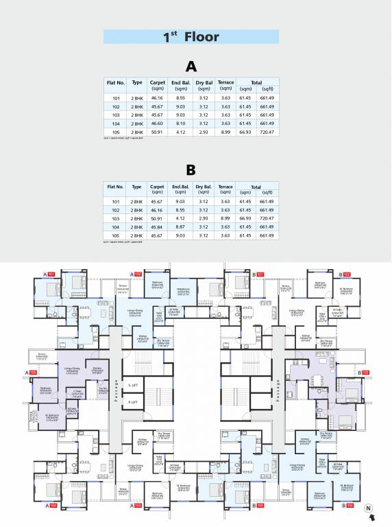  sukhwani highlands Building A & Building B Cluster Plan for 1st Floor