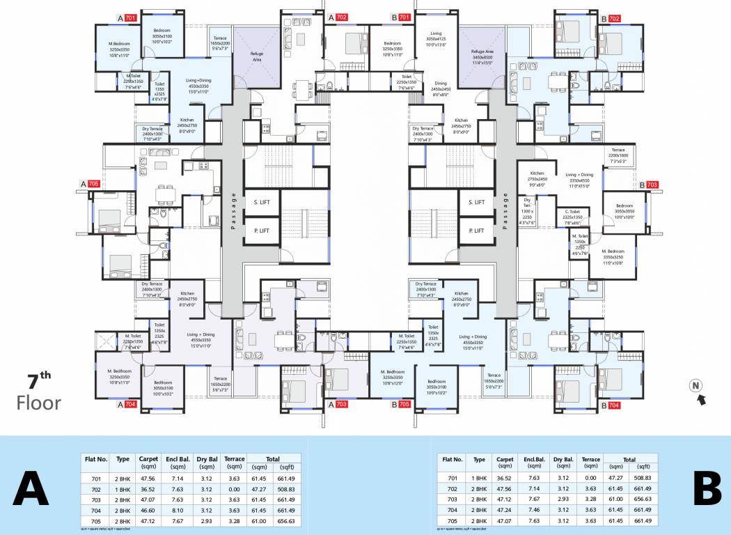  sukhwani highlands Building A & Building B Cluster Plan for 7th Floor