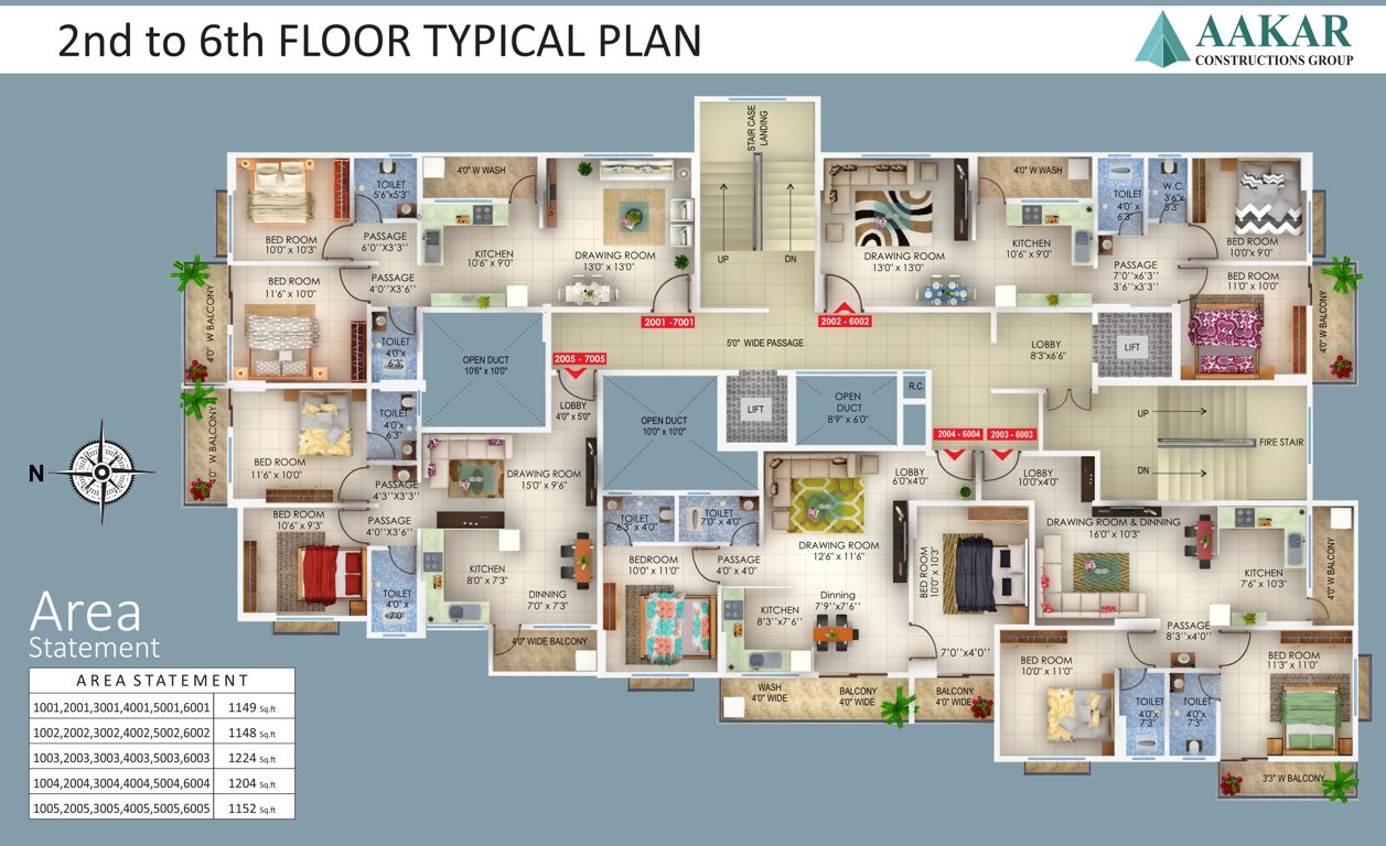 heights wing b Aakar Heights Wing B Cluster Plan from 2nd to 6th Floor