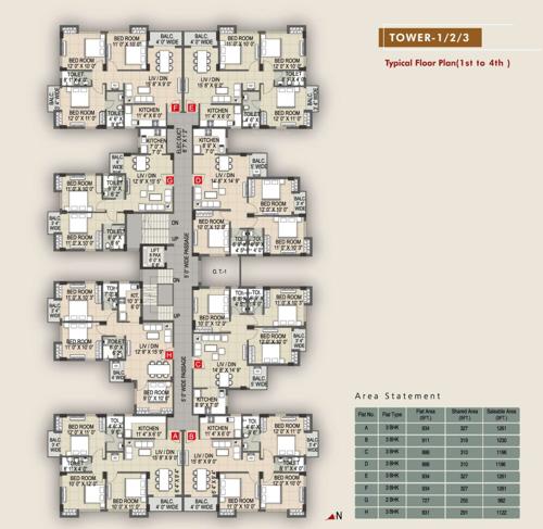  signature Block-1, 2 And 3 Cluster Plan from 1st to 4th Floor
