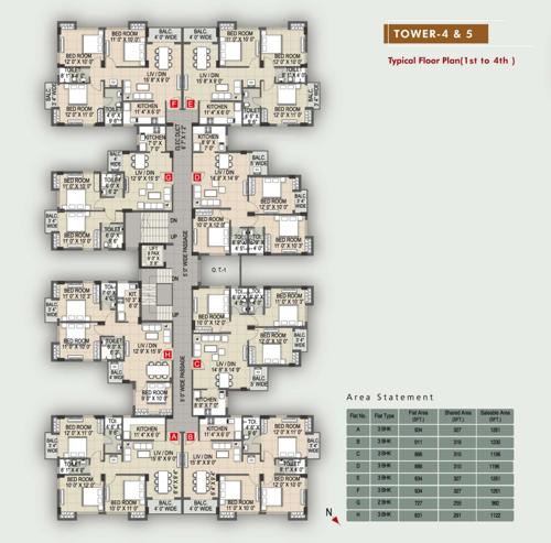  signature Block-4 And 5 Cluster Plan from 1st to 4th Floor