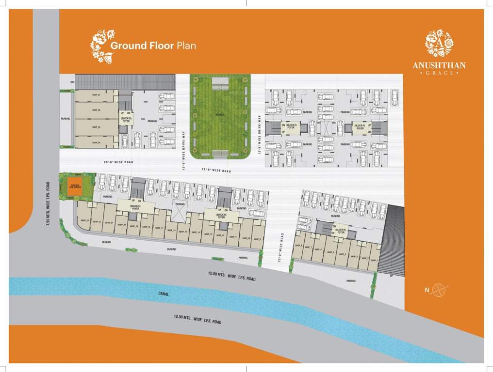  anushthan grace Block A To Block F Cluster Plan for ground Floor