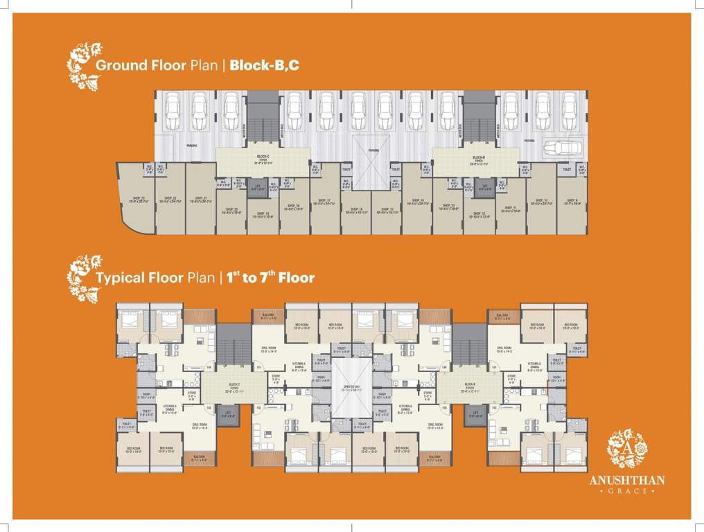  anushthan grace Block B  And Block CCluster Plan from ground to 7th Floor
