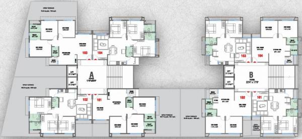  tirth-2 Tower-A Cluster Plan from 1st to 2nd Floor