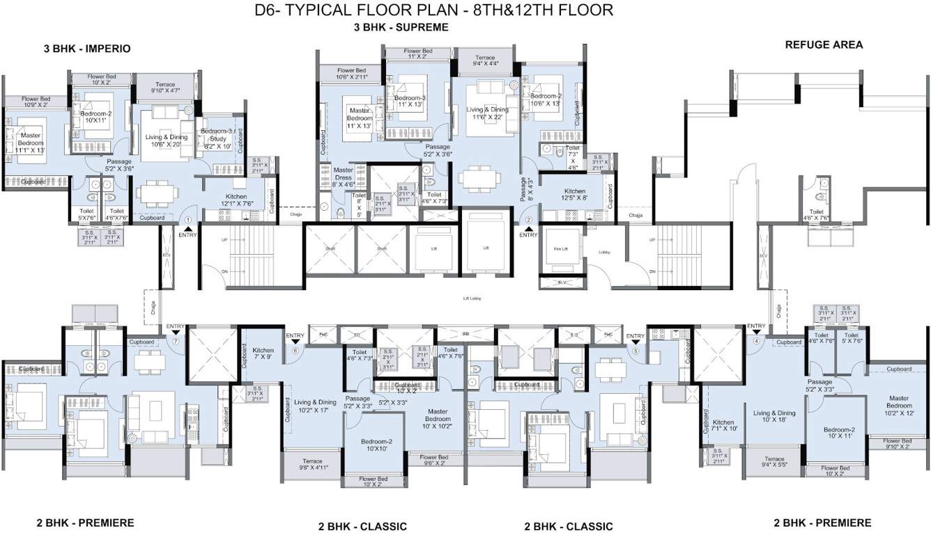  seawoods residences phase i Tower D06 8th And 12th Floor  Cluster Plan