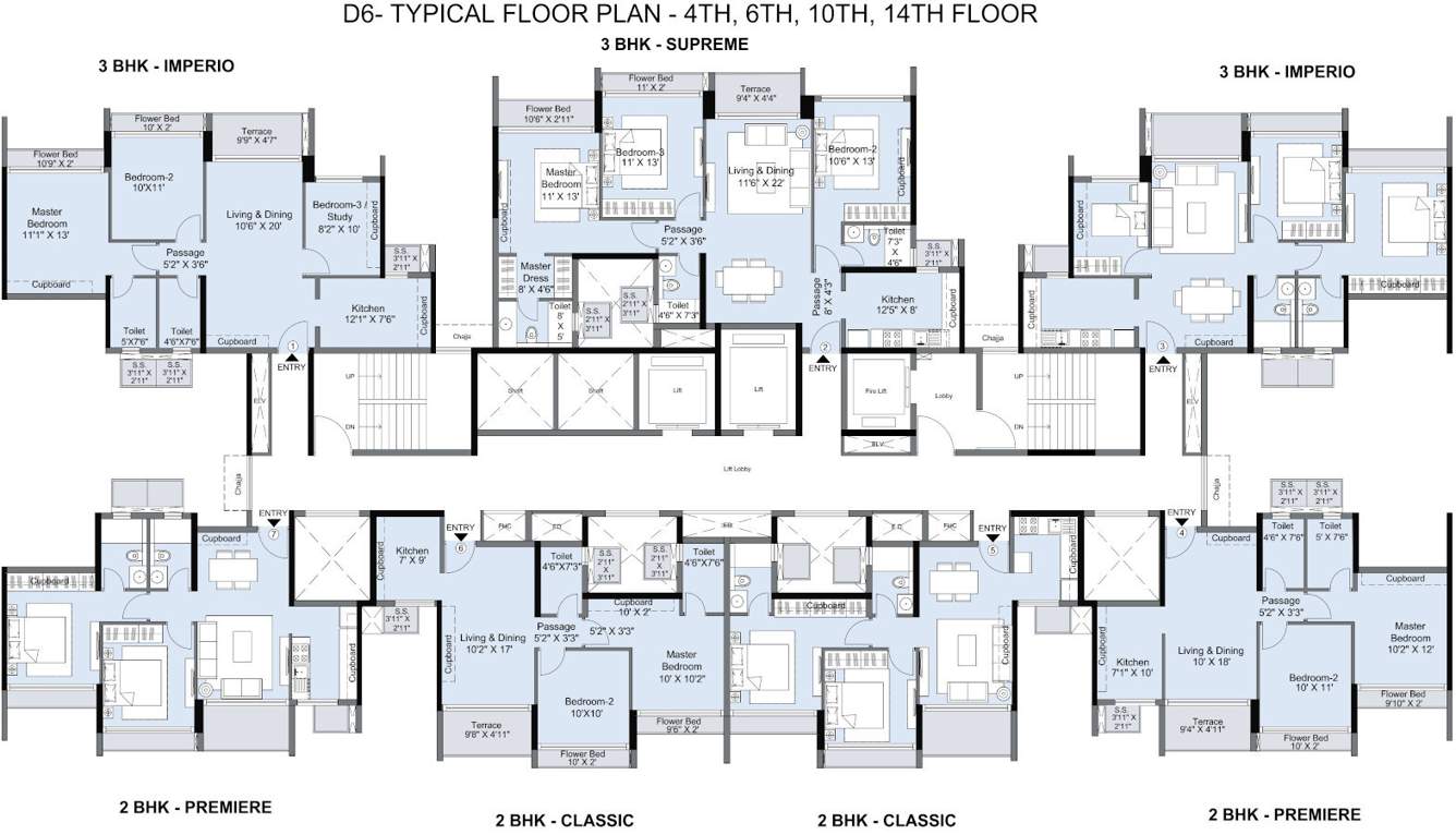  seawoods residences phase i Tower D06 Typical Even Cluster Plan