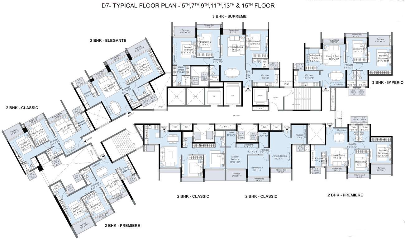  seawoods residences phase i Tower D07 Typical Even Cluster Plan