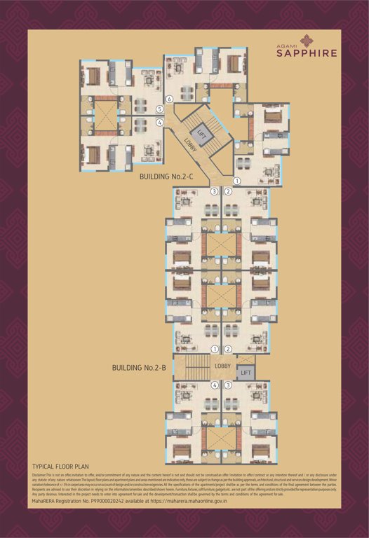  sapphire Building Number 2 B And C  Cluster Plan for Typical Floor