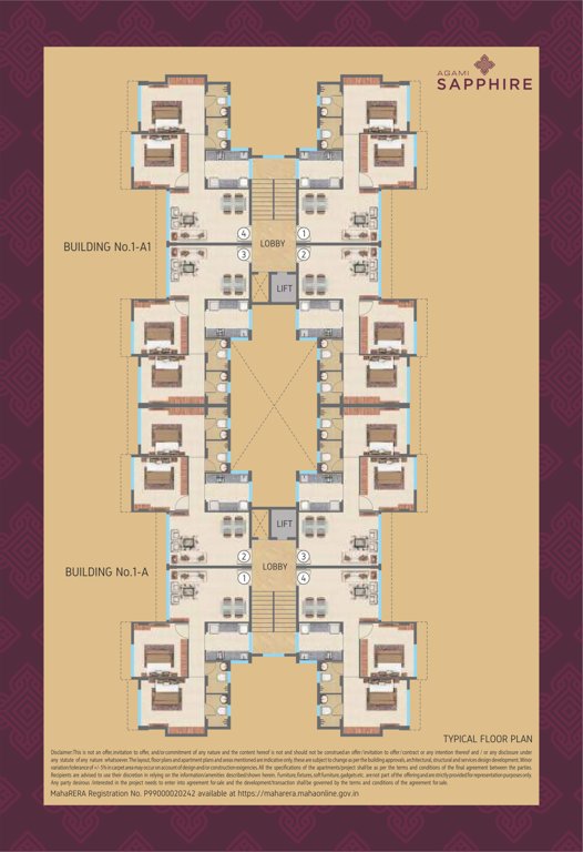  sapphire Building Number A A And 1 A Cluster Plan for Typical Floor
