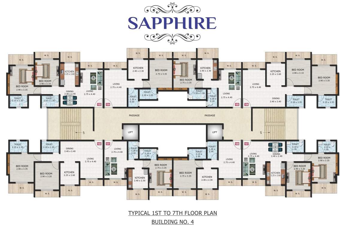  vishwajeet precious Building No 4 Cluster Plan from 1st to 7th Floor