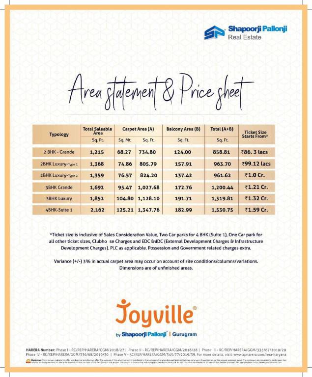 joyville-phase-1 Construction Linked Payment (CLP) Payment Plan