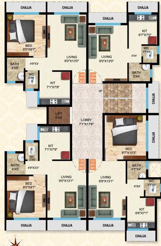  shree-sai Shree Sai Cluster Plan from 1st to 3rd Floor