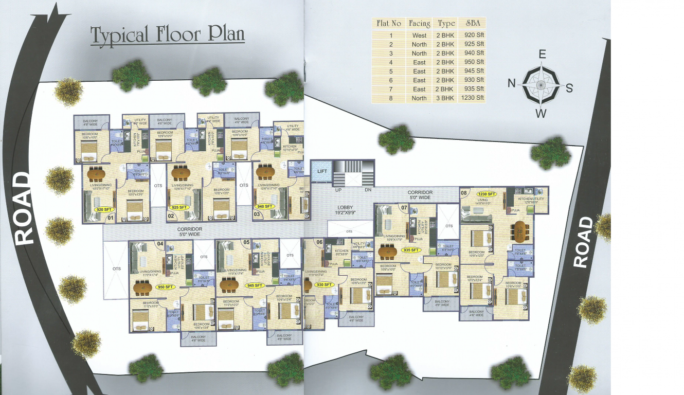  basava pride Tower 1 typical Cluster Plan From 1st to 5th Floor