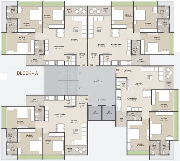  krish-luxuria Block A Cluster Plan For Typical Floor