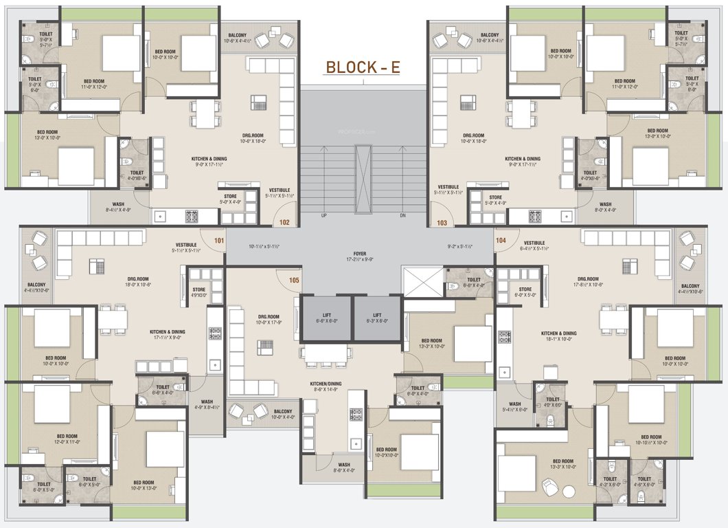  krish luxuria Block E Cluster Plan For Typical Floor