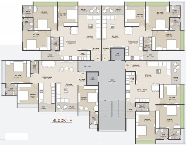  krish-luxuria Block F Cluster Plan For Typical Floor