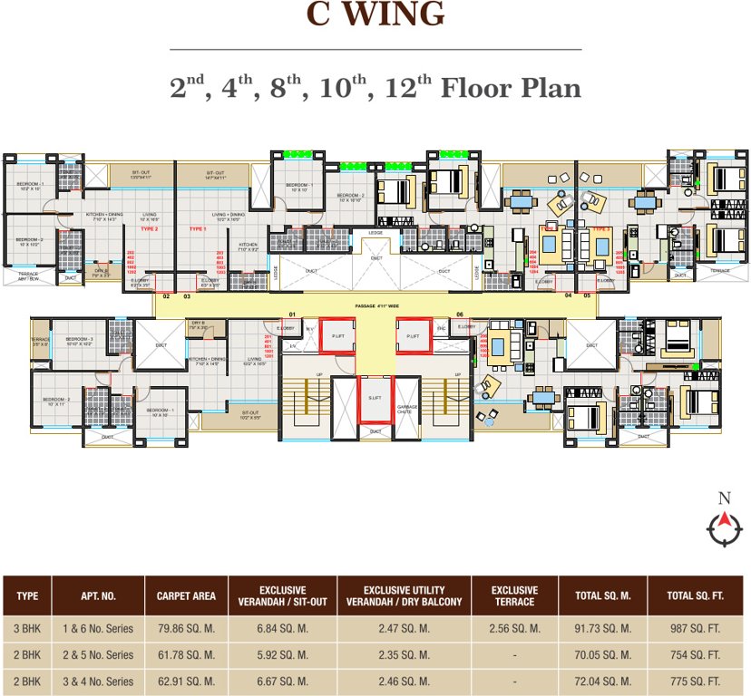  parkland i c building Building C Cluster Plan for Even Floor