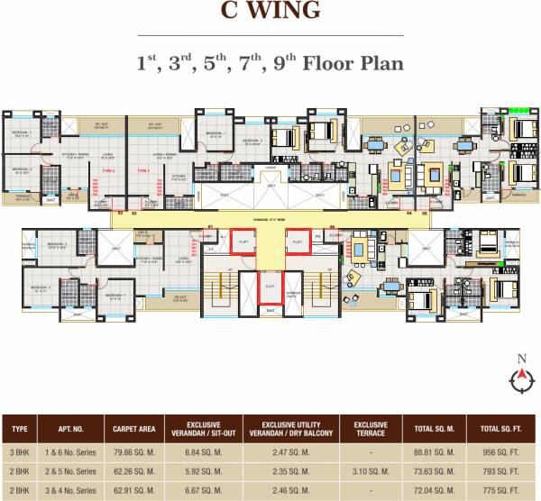  parkland-i-c-building Building C Cluster Plan for Odd Floor