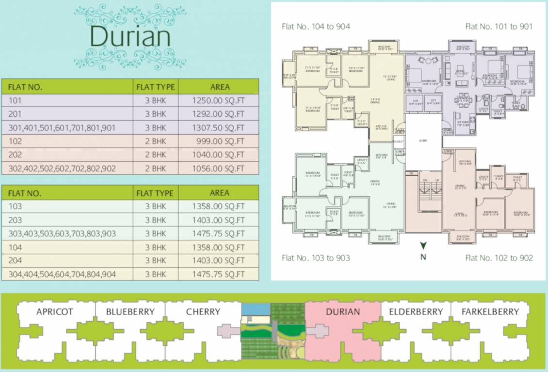  the orchard Durian Typical Cluster Plan From 1st to 9th Floor