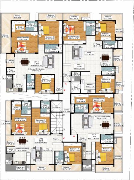  prashanti-balu-enclave Cluster Plan from 1st to 3rd Floor