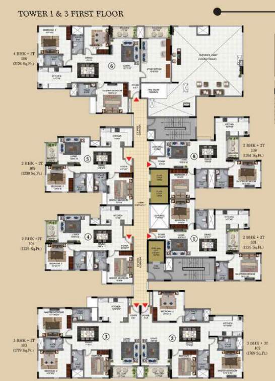  sattva exotic Tower 1 And Tower 3 Cluster Plan