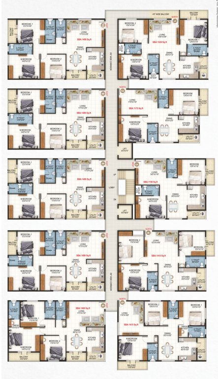  sai nandana grandeur Cluster Plan for Typical Floor