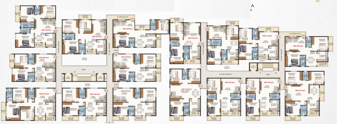  sai nandana grandeur Cluster Plan for Typical Floor