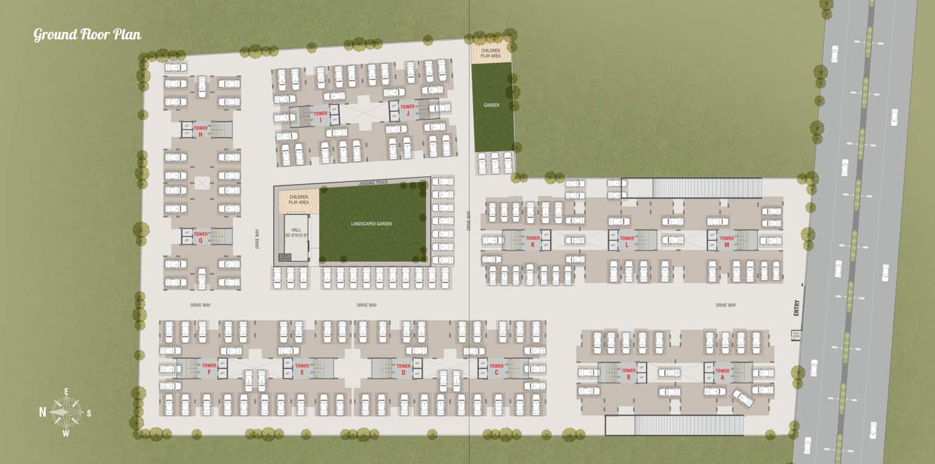 safal iris Tower A, B, C, D, E, F, G, H, I, J, K, L, M Cluster Plan for ground Floor