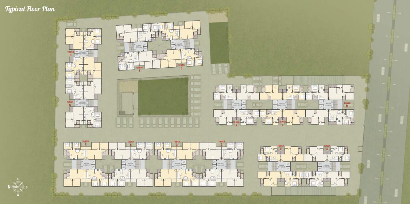 safal iris Tower A, B, C, D, E, F, G, H, I, J, K, L, M Cluster Plan for Typical Floor