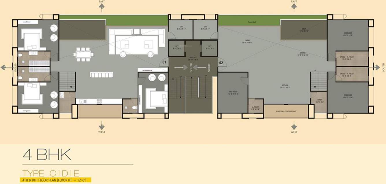 oriana residency Cluster Plan for 4th & 8th Floor
