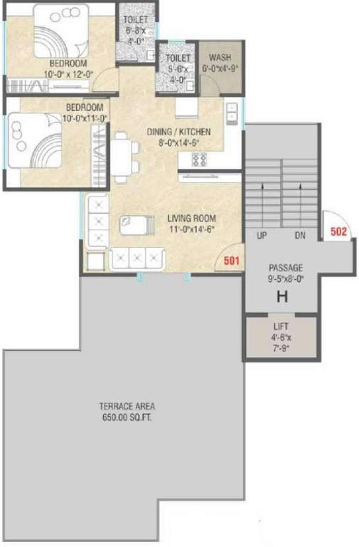  aashray residency Typical Fifth Floor Plan Of Tower G And H