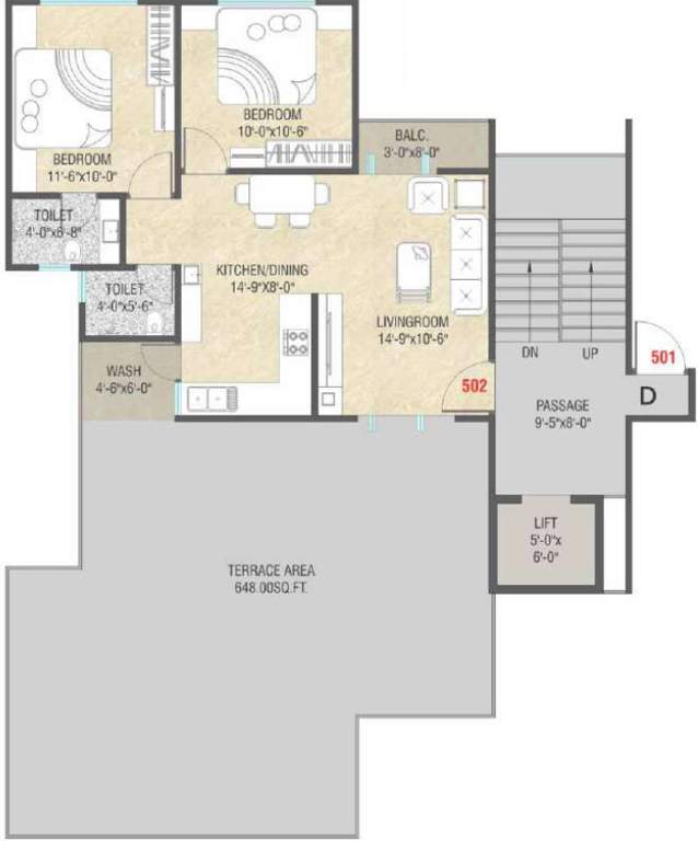  aashray residency Typical Fifth Floor Plan  Of Tower D & E