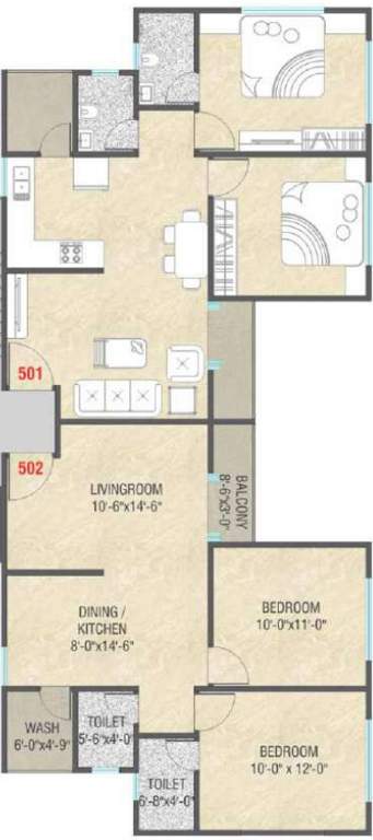  aashray residency Typical Fifth Floor Plan Of Tower A