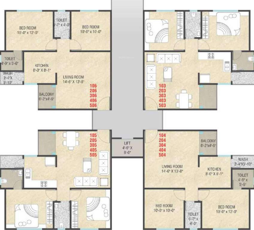  aashray residency Typical Floor Plan Of Tower I