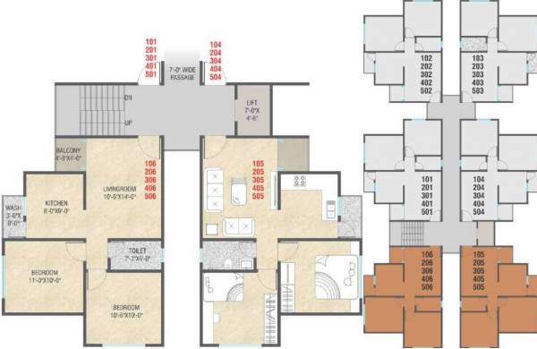  aashray-residency Typical Floor Plan Of Tower F from 1st to 5th Floor