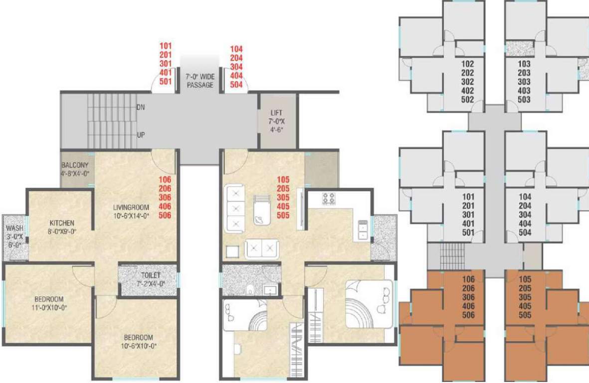  aashray residency Typical Floor Plan Of Tower F from 1st to 5th Floor