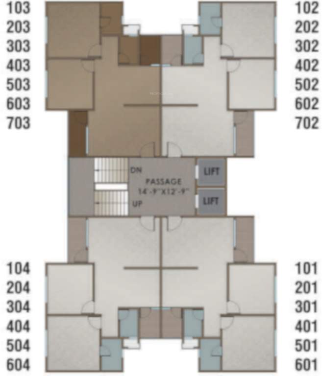  n crest Block B Typical Cluster Plan From 1st to 7th Floor