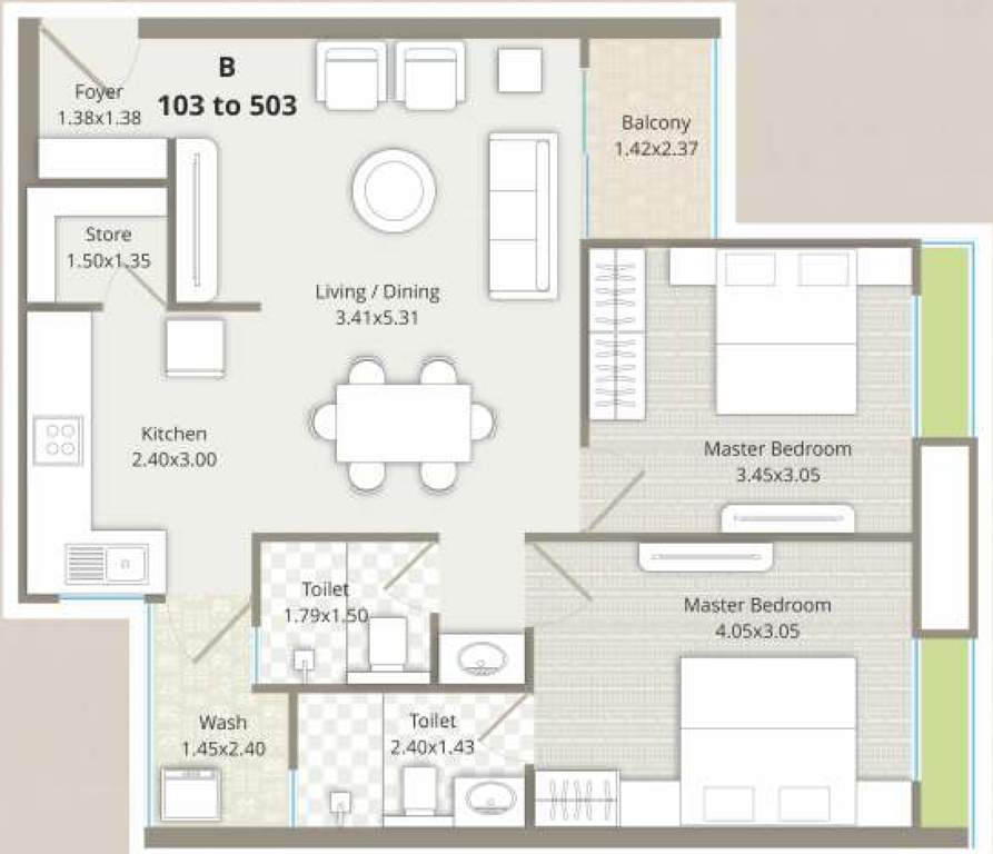  vrajraj flats Tower A (Wing B) from 1st to 5th Floor(103 To 503)
