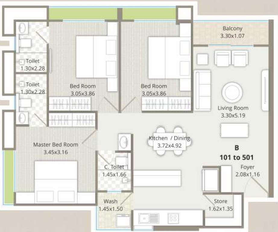  vrajraj flats Tower A (Wing B) from 1st to 5th Floor(101 To 501)