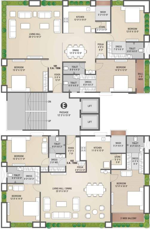  atlanta eliza Block E Cluster Plan from 1st to 13th Floor