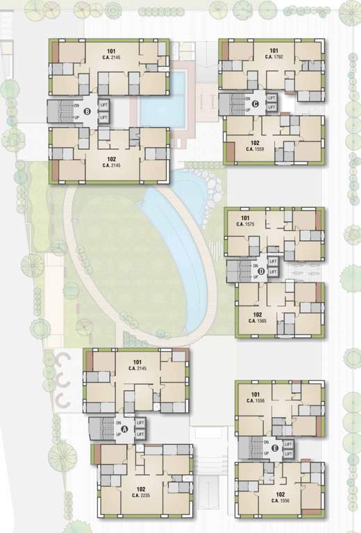  atlanta eliza Block A, Block B, Block C, Block D, Block E First Floor Cluster Plan