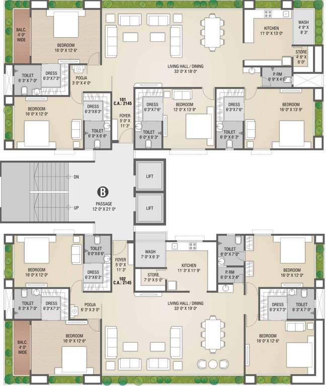  atlanta eliza Block B Cluster Plan from 1st to 13th Floor