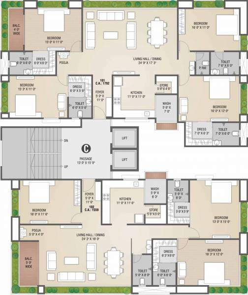 Block C Cluster Plan from 1st to 13th Floor atlanta-eliza Block C Cluster Plan from 1st to 13th Floor