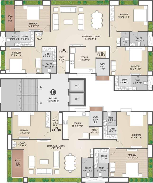  atlanta eliza Block C Cluster Plan from 1st to 13th Floor