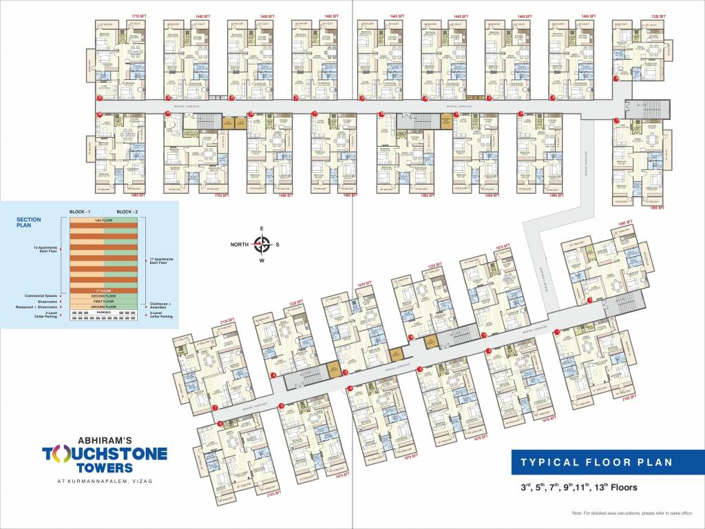  touchstone towers Cluster Plan from 3rd, 5th, 7th, 9th, 11th And 13th Floor