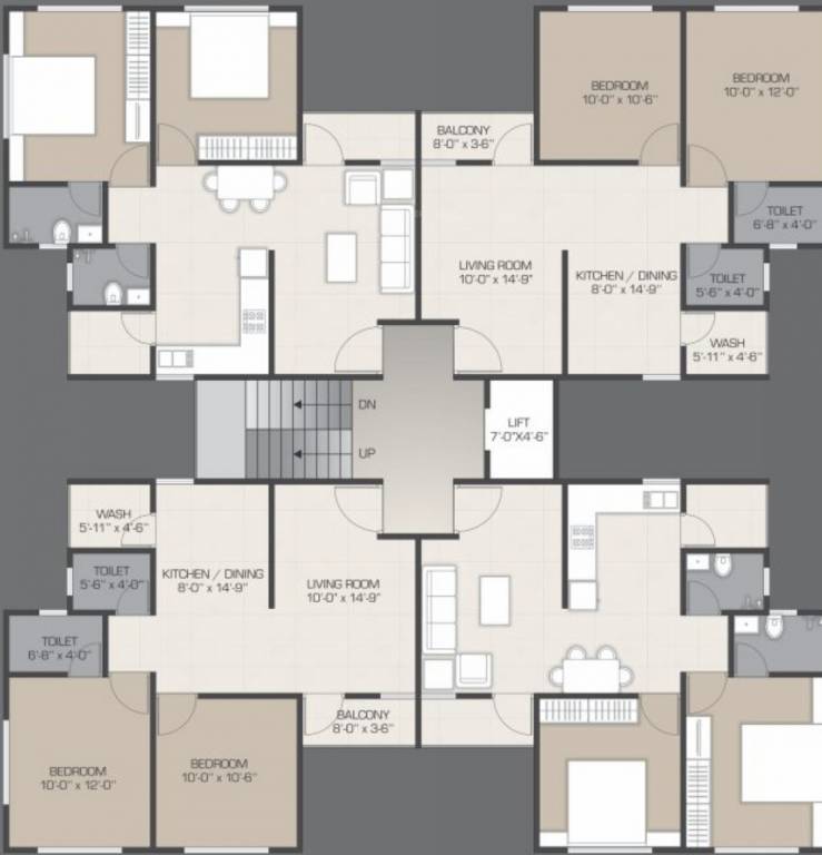 siddharth landmark Typical Floor Plan Of Tower C And D