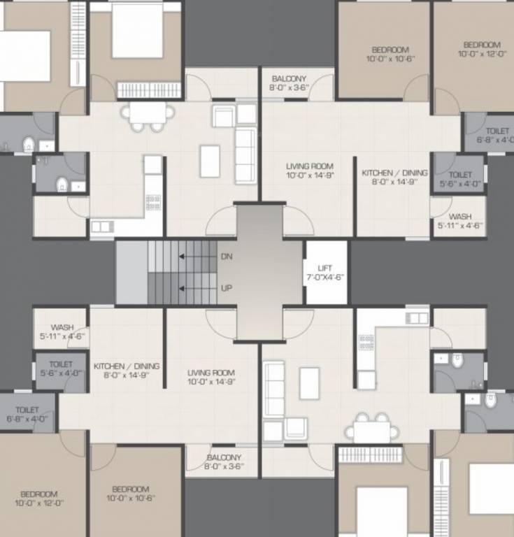 siddharth landmark Typical Floor Plan Of Tower A And B