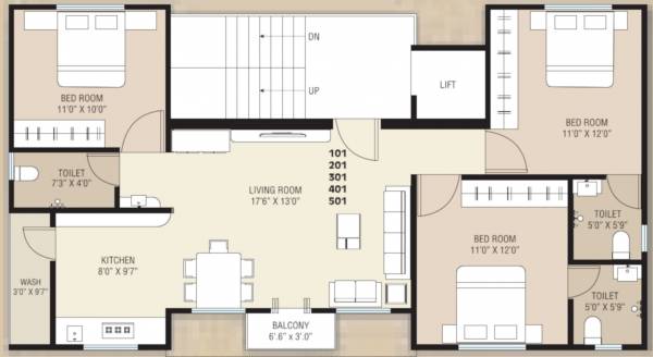 Tower C Typical Cluster Plan from 1st to 5th Floor ananya-heights Tower C Typical Cluster Plan from 1st to 5th Floor
