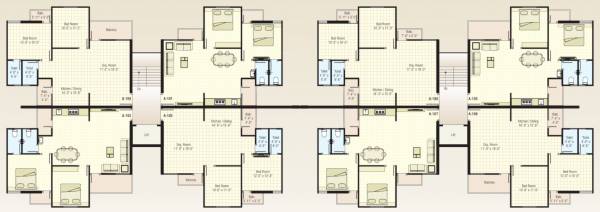 Tower A Typical Cluster Plan from 1st to 5th Floor ananya-heights Tower A Typical Cluster Plan from 1st to 5th Floor